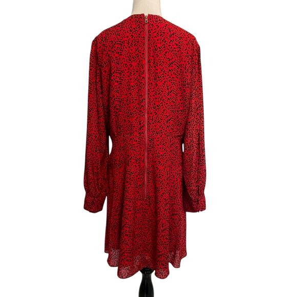 Alice + Olivia Polly Fit and Flare Dress Womens Large Red Black Leopard Print - Picture 4 of 7